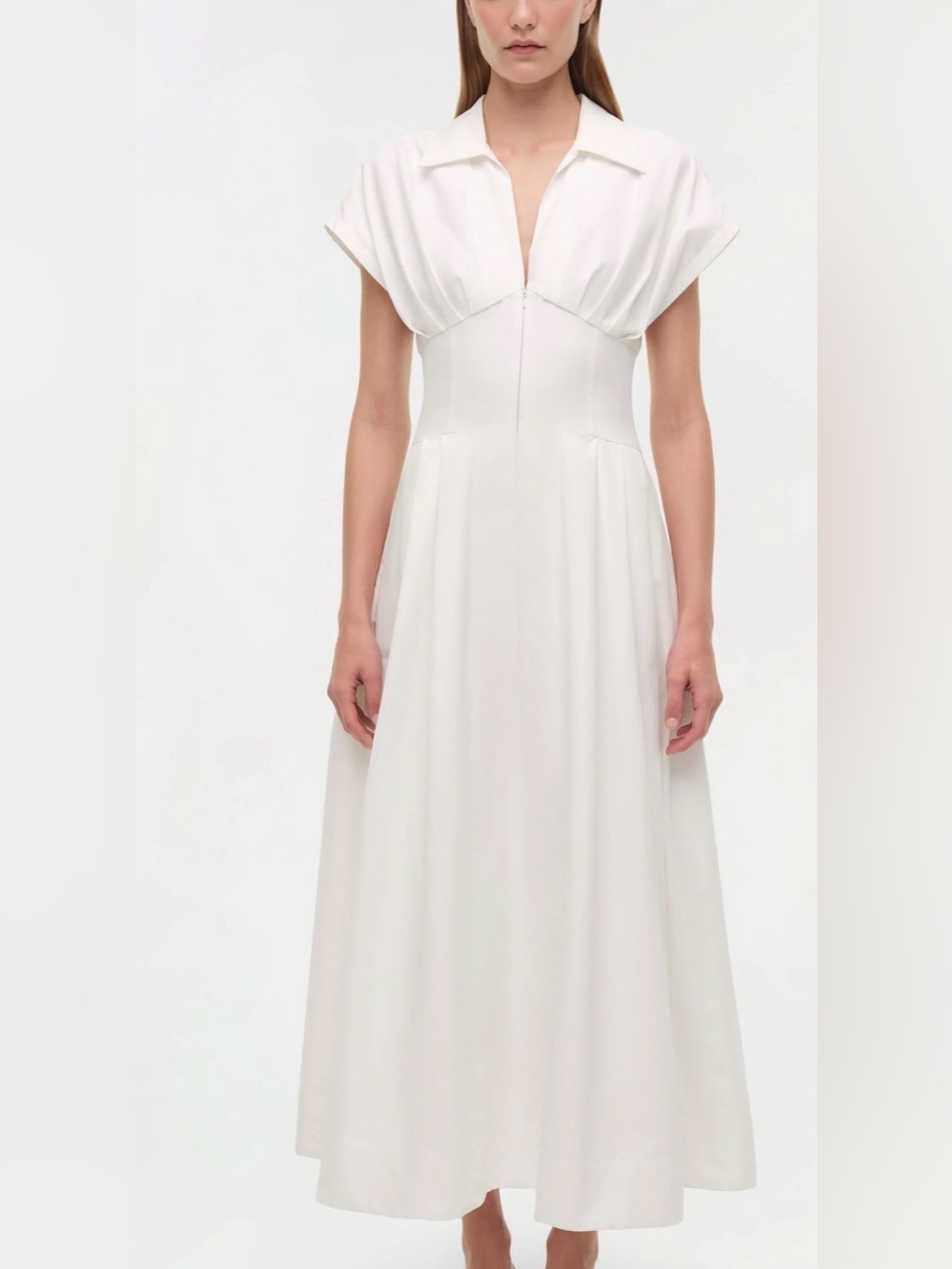 Simkhai The Farlow Cotton Faille Midi Dress in White
